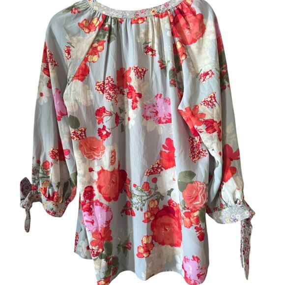 Fig and Flower mulit print L NWT femine whimiscal tie sleeve boho chic - Picture 3 of 12